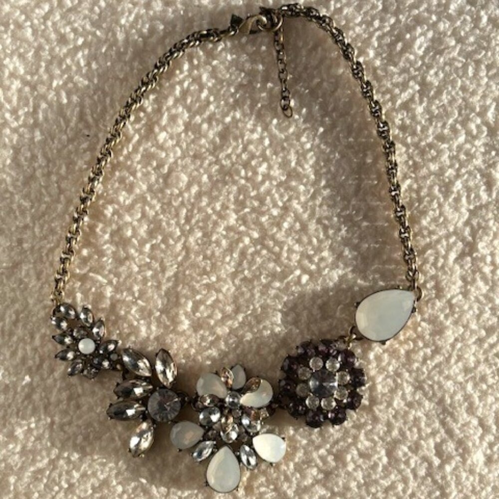 J. CREW I White & Grey Crystal Necklace